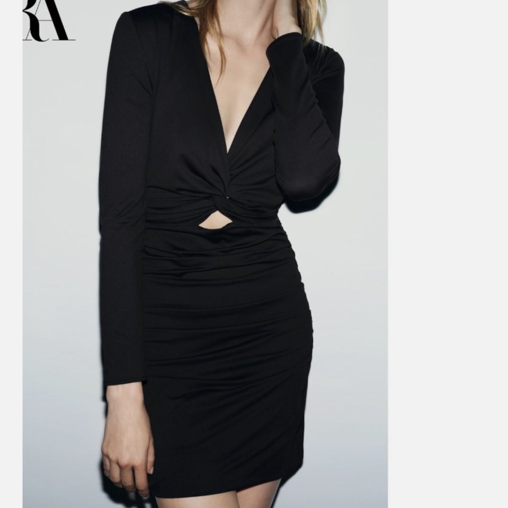 Zara long sleeve black body-con dress